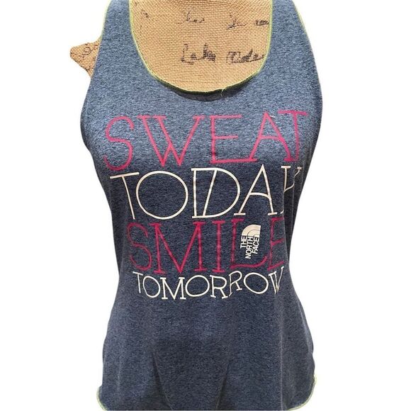 The North Face Women's Blue  Tank Top StandardSweat Today Smile Tomorrow M - Picture 2 of 5